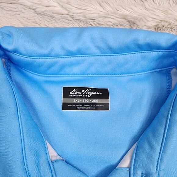 Mens Greg Norman Golf Polo Short Sleeve Blue Striped Shirt Size XXL - Picture 5 of 7